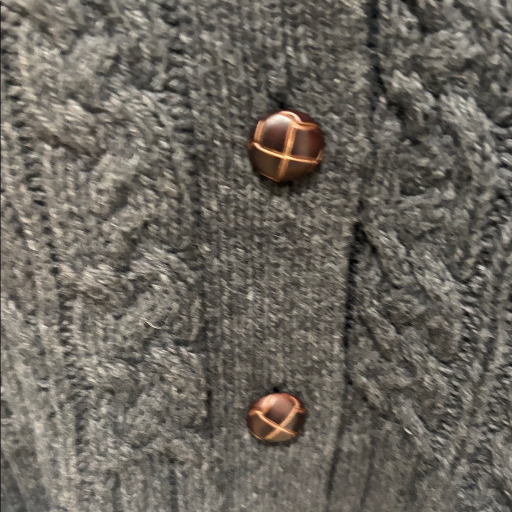 Duluth Trading Sweater Womens small gray Wool Blend Cable Fisherman Cardigan - Picture 2 of 7